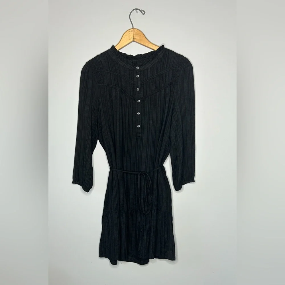 LOFT Black Long Sleeve Dress with Tie Waist Petite Large - Picture 2 of 7